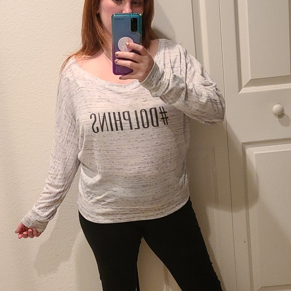 Bella #Dolphins Long Sleeve Off The Shoulder Top - Picture 12 of 14